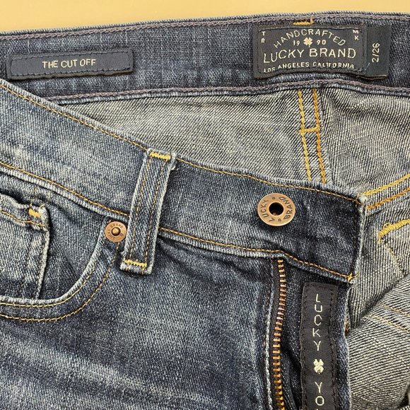 Lucky Brand Blue Jean Shorts with White Embroidery - Picture 2 of 5